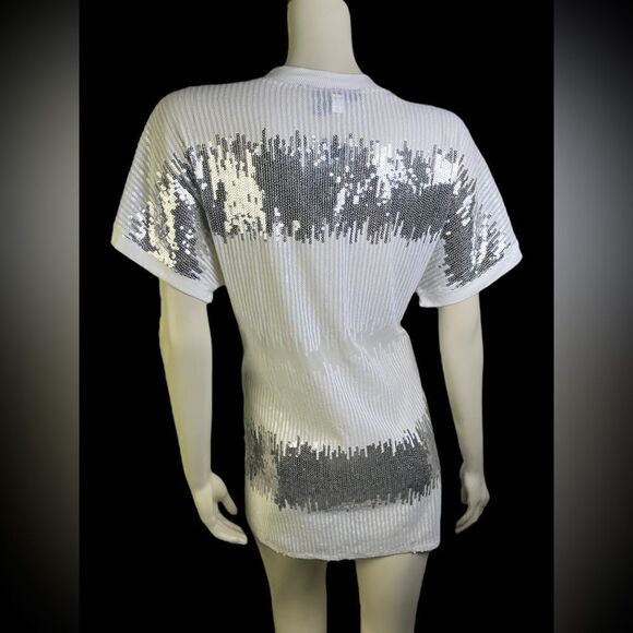 Awesome Bathing Suit Cover-up by INC NWT White/Silver Sequined Mesh Size Large - Picture 2 of 7